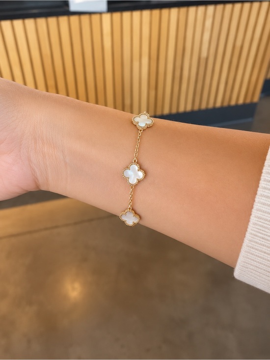 Unbranded Jewelry - 14K Gold Plated Mother of Pearl Clover Bracelet Elegant Luxury Jewelry Gift
